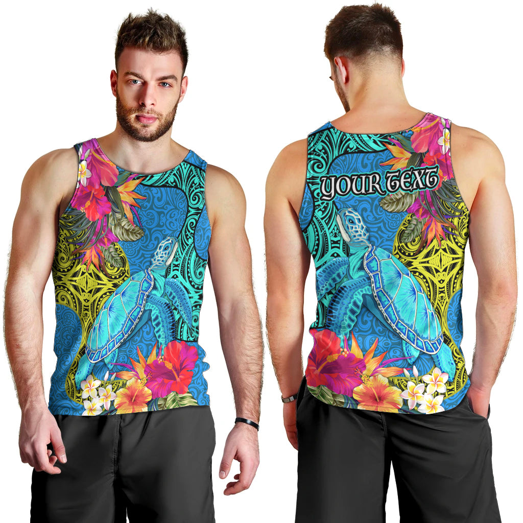Custom Polynesian Men Tank Top The Turtle Jung Flower with Maori Pattern Ethnic Style LT03 - Polynesian Pride