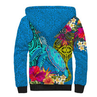 Custom Polynesian Sherpa Hoodie The Turtle Jung Flower with Maori Pattern Ethnic Style LT03 - Polynesian Pride