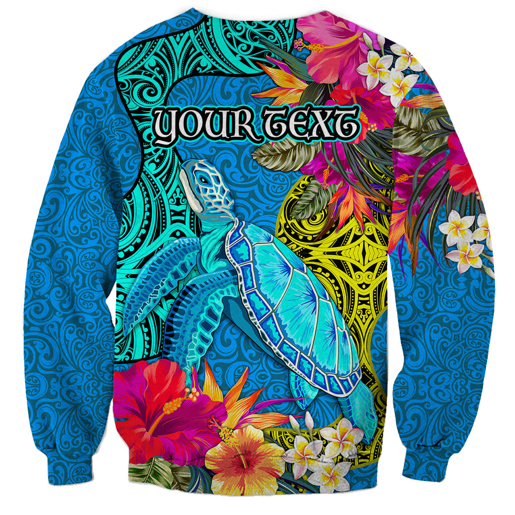 Custom Polynesian Sweatshirt The Turtle Jung Flower with Maori Pattern Ethnic Style LT03 - Polynesian Pride