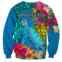 Custom Polynesian Sweatshirt The Turtle Jung Flower with Maori Pattern Ethnic Style LT03 - Polynesian Pride