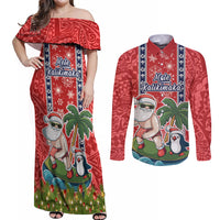 hawaii-christmas-couples-matching-off-shoulder-maxi-dress-and-long-sleeve-button-shirts-the-santa-surfing-hawaii-xmas-style