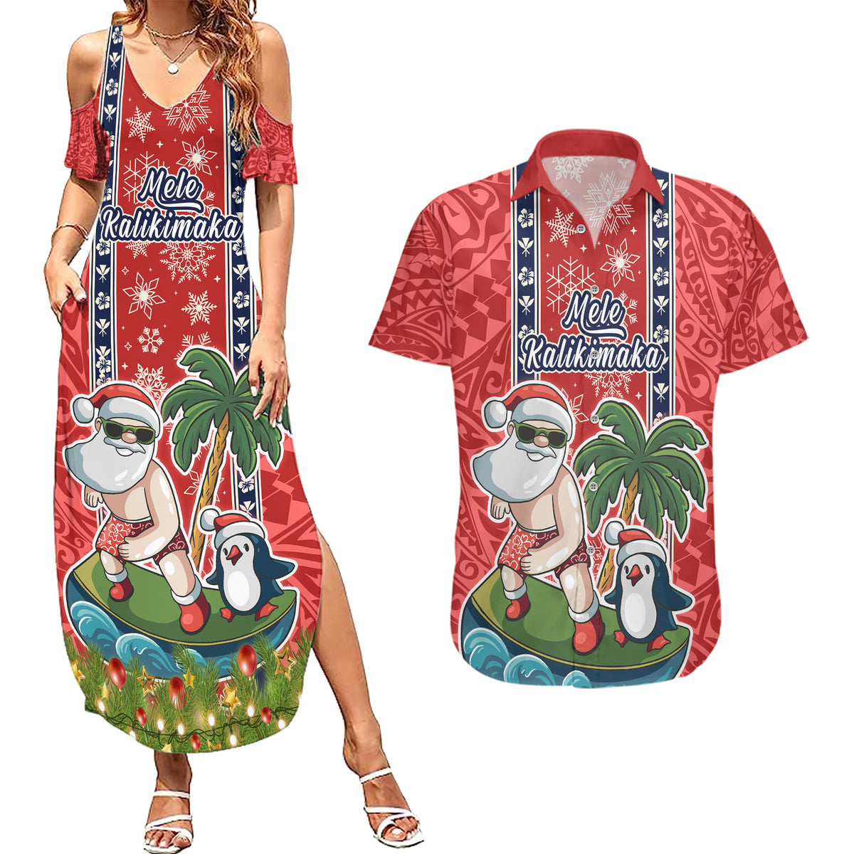 hawaii-christmas-couples-matching-summer-maxi-dress-and-hawaiian-shirt-the-santa-surfing-hawaii-xmas-style