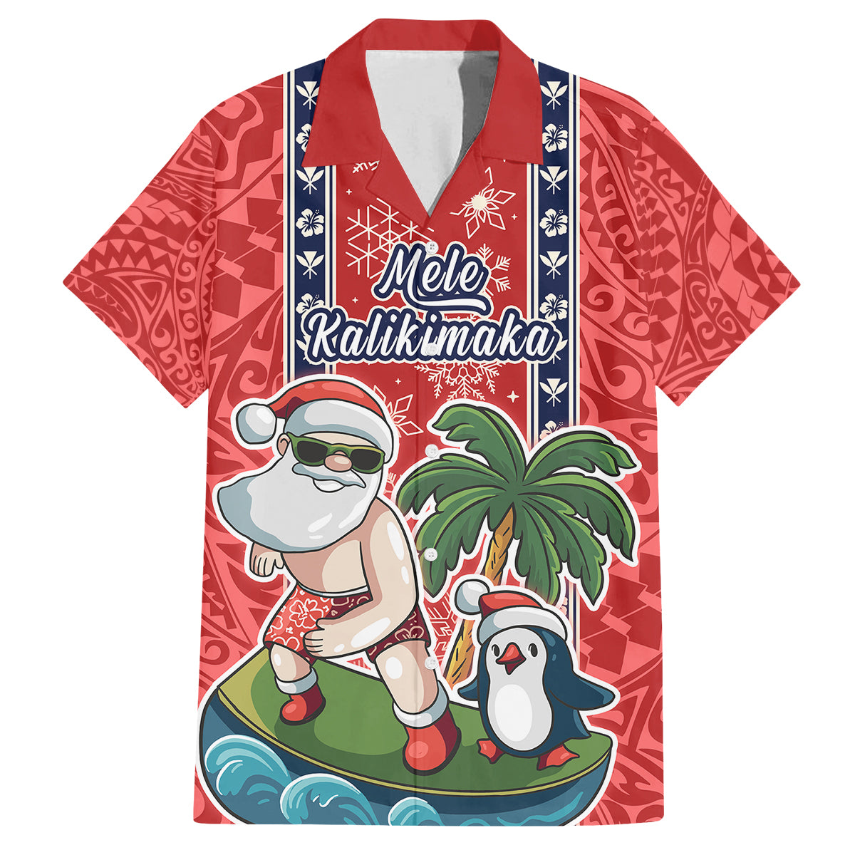 hawaii-christmas-family-matching-off-shoulder-maxi-dress-and-hawaiian-shirt-the-santa-surfing-hawaii-xmas-style