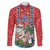 Hawaii Christmas Family Matching Puletasi Dress and Hawaiian Shirt The Santa Surfing Hawaii Xmas Style LT03 Dad's Shirt - Long Sleeve Red - Polynesian Pride