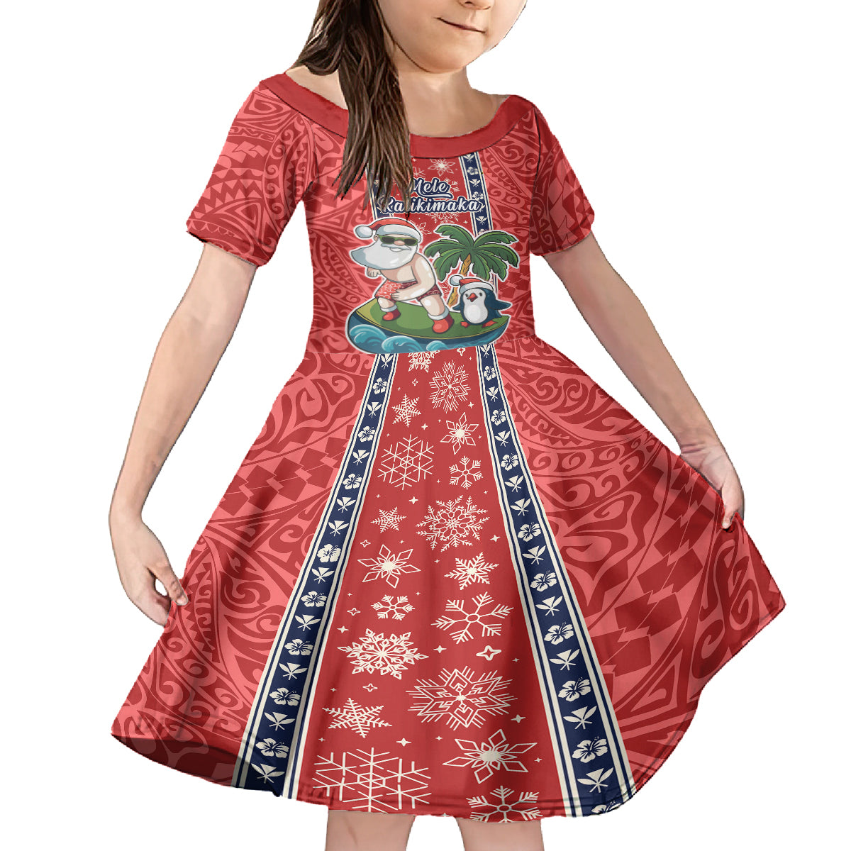hawaii-christmas-kid-short-sleeve-dress-the-santa-surfing-hawaii-xmas-style
