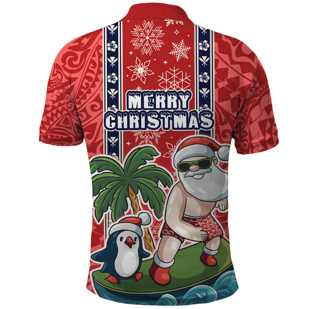 Hawaii Christmas Polo Shirt The Santa Surfing Hawaii Xmas Style LT03 - Polynesian Pride