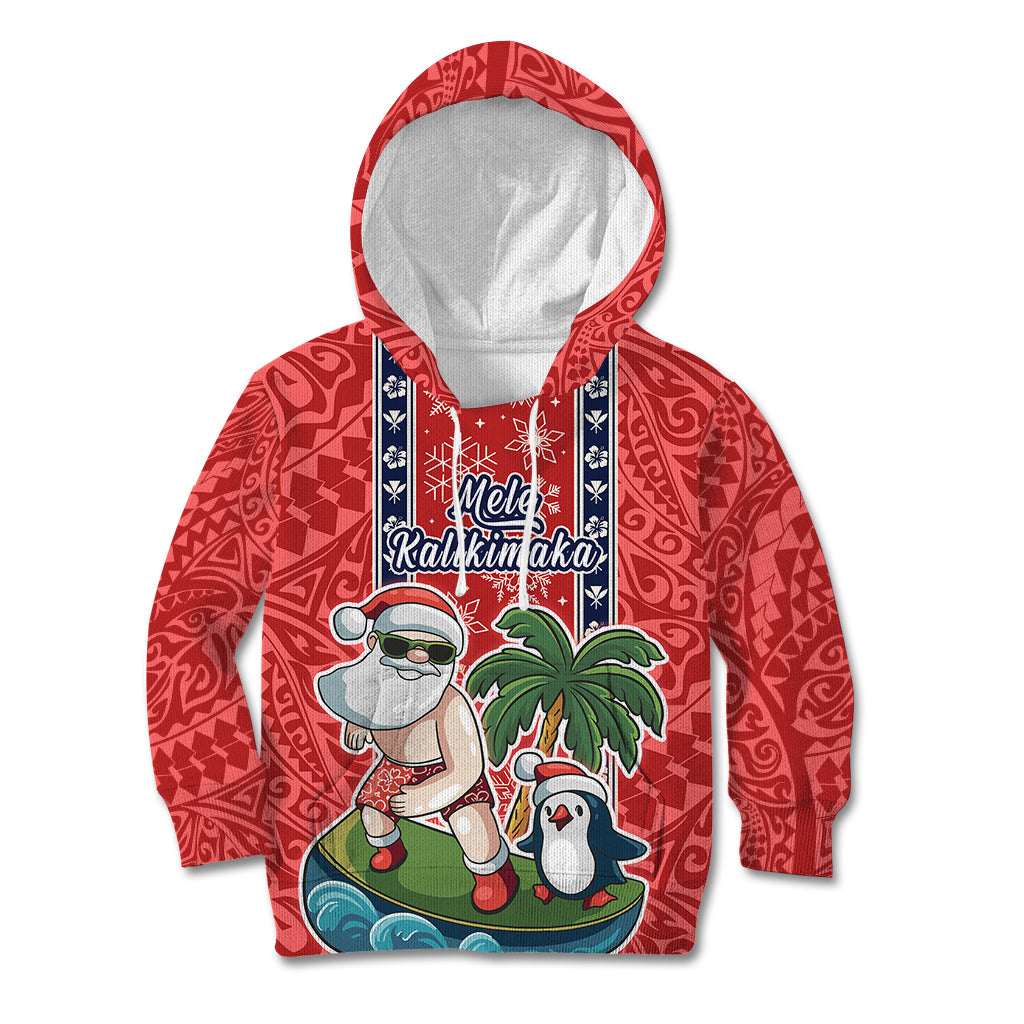 Custom Hawaii Christmas Kid Hoodie The Santa Surfing Hawaii Xmas Style LT03 Red - Polynesian Pride