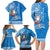 Hawaii Mele Kalikimaka Family Matching Long Sleeve Bodycon Dress and Hawaiian Shirt Santa Riding The DolPhin Mix Kakau Pattern Blue Style LT03 - Polynesian Pride