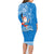 Hawaii Mele Kalikimaka Family Matching Long Sleeve Bodycon Dress and Hawaiian Shirt Santa Riding The DolPhin Mix Kakau Pattern Blue Style LT03 - Polynesian Pride