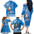 Hawaii Mele Kalikimaka Family Matching Off Shoulder Long Sleeve Dress and Hawaiian Shirt Santa Riding The DolPhin Mix Kakau Pattern Blue Style LT03 - Polynesian Pride