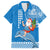 Hawaii Mele Kalikimaka Family Matching Off Shoulder Long Sleeve Dress and Hawaiian Shirt Santa Riding The DolPhin Mix Kakau Pattern Blue Style LT03 Dad's Shirt - Short Sleeve Blue - Polynesian Pride