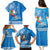 Hawaii Mele Kalikimaka Family Matching Puletasi Dress and Hawaiian Shirt Santa Riding The DolPhin Mix Kakau Pattern Blue Style LT03 - Polynesian Pride