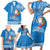 Hawaii Mele Kalikimaka Family Matching Short Sleeve Bodycon Dress and Hawaiian Shirt Santa Riding The DolPhin Mix Kakau Pattern Blue Style LT03 - Polynesian Pride