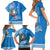 Hawaii Mele Kalikimaka Family Matching Short Sleeve Bodycon Dress and Hawaiian Shirt Santa Riding The DolPhin Mix Kakau Pattern Blue Style LT03 - Polynesian Pride