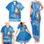 Hawaii Mele Kalikimaka Family Matching Tank Maxi Dress and Hawaiian Shirt Santa Riding The DolPhin Mix Kakau Pattern Blue Style LT03 - Polynesian Pride