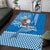 Custom Hawaii Mele Kalikimaka Area Rug Santa Riding The DolPhin Mix Kakau Pattern Blue Style LT03 Blue - Polynesian Pride