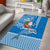 Custom Hawaii Mele Kalikimaka Area Rug Santa Riding The DolPhin Mix Kakau Pattern Blue Style LT03 - Polynesian Pride