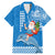 Custom Hawaii Mele Kalikimaka Family Matching Mermaid Dress and Hawaiian Shirt Santa Riding The DolPhin Mix Kakau Pattern Blue Style LT03 Dad's Shirt - Short Sleeve Blue - Polynesian Pride