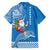 Custom Hawaii Mele Kalikimaka Family Matching Puletasi Dress and Hawaiian Shirt Santa Riding The DolPhin Mix Kakau Pattern Blue Style LT03 - Polynesian Pride