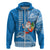 Custom Hawaii Mele Kalikimaka Hoodie Santa Riding The DolPhin Mix Kakau Pattern Blue Style LT03 Zip Hoodie Blue - Polynesian Pride