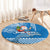 Custom Hawaii Mele Kalikimaka Round Carpet Santa Riding The DolPhin Mix Kakau Pattern Blue Style LT03 - Polynesian Pride