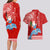 Hawaii Mele Kalikimaka Couples Matching Long Sleeve Bodycon Dress and Hawaiian Shirt Santa Riding The DolPhin Mix Kakau Pattern Red Style LT03 - Polynesian Pride