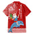 Hawaii Mele Kalikimaka Family Matching Long Sleeve Bodycon Dress and Hawaiian Shirt Santa Riding The DolPhin Mix Kakau Pattern Red Style LT03 - Polynesian Pride