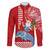 Hawaii Mele Kalikimaka Family Matching Long Sleeve Bodycon Dress and Hawaiian Shirt Santa Riding The DolPhin Mix Kakau Pattern Red Style LT03 Dad's Shirt - Long Sleeve Red - Polynesian Pride