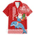 Hawaii Mele Kalikimaka Family Matching Off Shoulder Long Sleeve Dress and Hawaiian Shirt Santa Riding The DolPhin Mix Kakau Pattern Red Style LT03 Dad's Shirt - Short Sleeve Red - Polynesian Pride