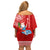 Hawaii Mele Kalikimaka Family Matching Off Shoulder Short Dress and Hawaiian Shirt Santa Riding The DolPhin Mix Kakau Pattern Red Style LT03 - Polynesian Pride