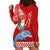 Hawaii Mele Kalikimaka Hoodie Dress Santa Riding The DolPhin Mix Kakau Pattern Red Style LT03 - Polynesian Pride