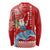 Hawaii Mele Kalikimaka Long Sleeve Shirt Santa Riding The DolPhin Mix Kakau Pattern Red Style LT03 - Polynesian Pride