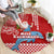 Hawaii Mele Kalikimaka Round Carpet Santa Riding The DolPhin Mix Kakau Pattern Red Style LT03 - Polynesian Pride