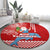 Hawaii Mele Kalikimaka Round Carpet Santa Riding The DolPhin Mix Kakau Pattern Red Style LT03 - Polynesian Pride