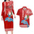 Custom Hawaii Mele Kalikimaka Couples Matching Long Sleeve Bodycon Dress and Hawaiian Shirt Santa Riding The DolPhin Mix Kakau Pattern Red Style LT03 Red - Polynesian Pride