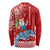 Custom Hawaii Mele Kalikimaka Long Sleeve Shirt Santa Riding The DolPhin Mix Kakau Pattern Red Style LT03 - Polynesian Pride