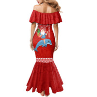 Custom Hawaii Mele Kalikimaka Mermaid Dress Santa Riding The DolPhin Mix Kakau Pattern Red Style LT03 - Polynesian Pride