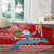 Custom Hawaii Mele Kalikimaka Round Carpet Santa Riding The DolPhin Mix Kakau Pattern Red Style LT03 - Polynesian Pride