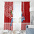 Custom Hawaii Mele Kalikimaka Window Curtain Santa Riding The DolPhin Mix Kakau Pattern Red Style LT03 - Polynesian Pride