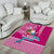 Hawaii Mele Kalikimaka Area Rug Santa Riding The DolPhin Mix Kakau Pattern Pink Style LT03 - Polynesian Pride