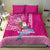 Hawaii Mele Kalikimaka Bedding Set Santa Riding The DolPhin Mix Kakau Pattern Pink Style LT03 - Polynesian Pride