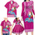 Hawaii Mele Kalikimaka Family Matching Long Sleeve Bodycon Dress and Hawaiian Shirt Santa Riding The DolPhin Mix Kakau Pattern Pink Style LT03 - Polynesian Pride