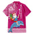 Hawaii Mele Kalikimaka Family Matching Long Sleeve Bodycon Dress and Hawaiian Shirt Santa Riding The DolPhin Mix Kakau Pattern Pink Style LT03 - Polynesian Pride