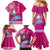 Hawaii Mele Kalikimaka Family Matching Mermaid Dress and Hawaiian Shirt Santa Riding The DolPhin Mix Kakau Pattern Pink Style LT03 - Polynesian Pride