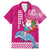 Hawaii Mele Kalikimaka Family Matching Mermaid Dress and Hawaiian Shirt Santa Riding The DolPhin Mix Kakau Pattern Pink Style LT03 Dad's Shirt - Short Sleeve Pink - Polynesian Pride