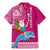 Hawaii Mele Kalikimaka Family Matching Mermaid Dress and Hawaiian Shirt Santa Riding The DolPhin Mix Kakau Pattern Pink Style LT03 - Polynesian Pride