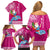 Hawaii Mele Kalikimaka Family Matching Off Shoulder Short Dress and Hawaiian Shirt Santa Riding The DolPhin Mix Kakau Pattern Pink Style LT03 - Polynesian Pride