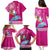 Hawaii Mele Kalikimaka Family Matching Puletasi Dress and Hawaiian Shirt Santa Riding The DolPhin Mix Kakau Pattern Pink Style LT03 - Polynesian Pride