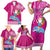 Hawaii Mele Kalikimaka Family Matching Short Sleeve Bodycon Dress and Hawaiian Shirt Santa Riding The DolPhin Mix Kakau Pattern Pink Style LT03 - Polynesian Pride