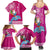 Hawaii Mele Kalikimaka Family Matching Summer Maxi Dress and Hawaiian Shirt Santa Riding The DolPhin Mix Kakau Pattern Pink Style LT03 - Polynesian Pride